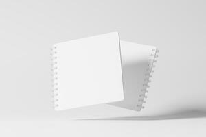 Square Spiral Notebook 3D Rendering White Blank Mockup photo