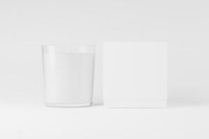Candle Glass With Box Packaging 3D Rendering White Blank Mockup photo