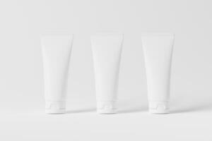 Cosmetic Tube Packaging 3D Rendering White Blank Mockup photo