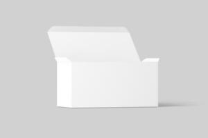 Wide Rectangle Box White Blank 3D Rendering Mockup photo