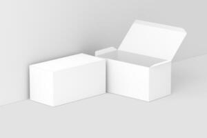 Wide Rectangle Box White Blank 3D Rendering Mockup photo