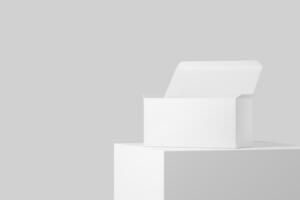 Wide Rectangle Box White Blank 3D Rendering Mockup photo