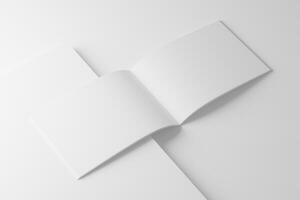 A4 Landscape Saddle Stitch Bifold Brochure White Blank 3D Rendering Mockup photo