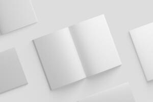 A4 A5 Magazine Brochure 3D Rendering White Blank Mockup photo