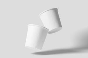 4 onzas papel taza para té café blanco blanco 3d representación Bosquejo foto