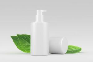 Cosmetics Bottle Packaging 3D Rendering White Blank Mockup photo