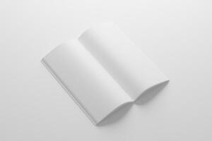 DL Saddle Stitch Bifold Brochure White Blank 3D Rendering Mockup photo