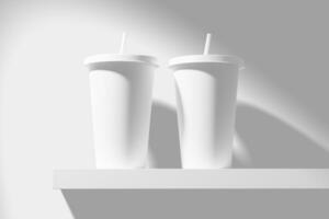 Paper Drink Cup White Blank 3D Rendering Mockup photo