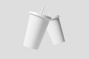 Paper Drink Cup White Blank 3D Rendering Mockup photo