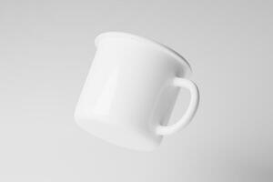 Enamel Mug 3D Rendering White Blank Mockup photo