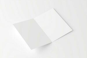 A4 A5 Folded Invitation Card With Envelope 3D Rendering White Blank Mockup photo