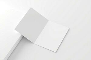 A4 A5 Folded Invitation Card With Envelope 3D Rendering White Blank Mockup photo