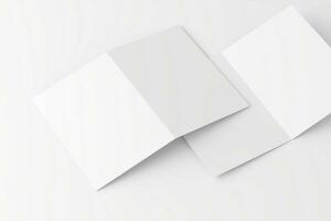 A4 A5 Folded Invitation Card With Envelope 3D Rendering White Blank Mockup photo