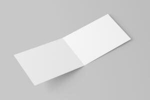 A4 A5 A6 Landscape Folded Invitation Card With Envelope 3D Rendering White Blank Mockup photo