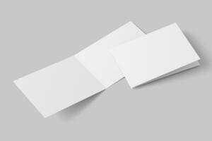 A4 A5 A6 Landscape Folded Invitation Card With Envelope 3D Rendering White Blank Mockup photo