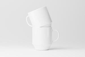 Ceramic Mug Cup For Coffee Tea White Blank 3D rendering Mockup photo