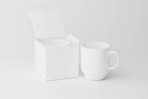 Ceramic Mug Cup For Coffee Tea White Blank 3D rendering Mockup photo