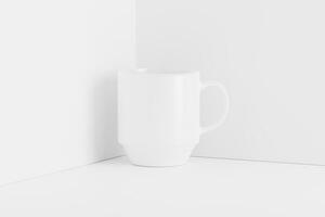 Ceramic Mug Cup For Coffee Tea White Blank 3D rendering Mockup photo