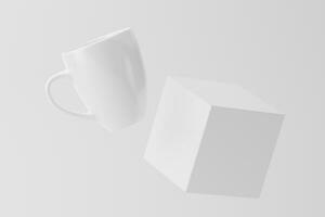 Ceramic Mug Cup For Coffee Tea White Blank 3D Rendering Mockup photo