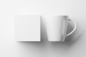 Ceramic Mug Cup For Coffee Tea White Blank 3D Rendering Mockup photo