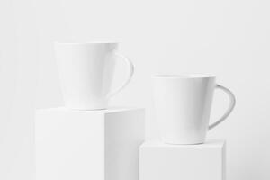 Ceramic Mug Cup For Coffee Tea White Blank 3D Rendering Mockup photo