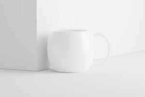 Ceramic Mug Cup For Coffee Tea White Blank 3D Rendering Mockup photo