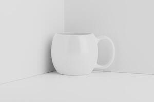 Ceramic Mug Cup For Coffee Tea White Blank 3D Rendering Mockup photo