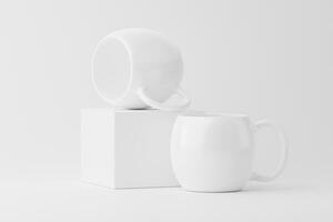 Ceramic Mug Cup For Coffee Tea White Blank 3D Rendering Mockup photo