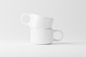 Ceramic Mug Cup For Coffee Tea White Blank 3D Rendering Mockup photo