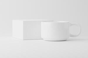 Ceramic Mug Cup For Coffee Tea White Blank 3D Rendering Mockup photo