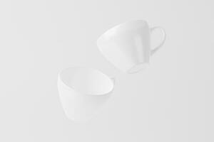 Ceramic Mug Cup For Coffee Tea White Blank 3D Rendering Mockup photo