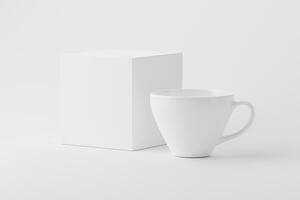 Ceramic Mug Cup For Coffee Tea White Blank 3D Rendering Mockup photo