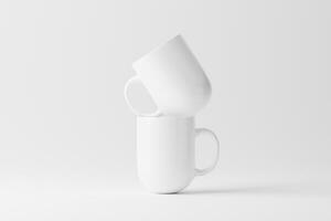 Ceramic Mug Cup For Coffee Tea White Blank 3D Rendering Mockup photo