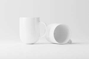 Ceramic Mug Cup For Coffee Tea White Blank 3D Rendering Mockup photo