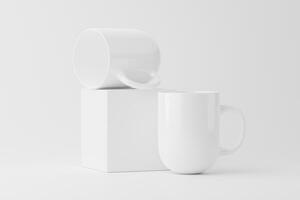 Ceramic Mug Cup For Coffee Tea White Blank 3D Rendering Mockup photo