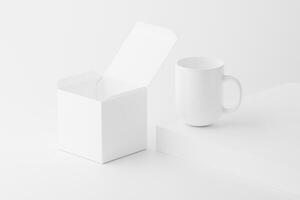 Ceramic Mug Cup For Coffee Tea White Blank 3D Rendering Mockup photo