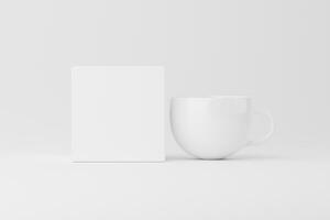 Ceramic Mug Cup For Coffee Tea White Blank 3D Rendering Mockup photo