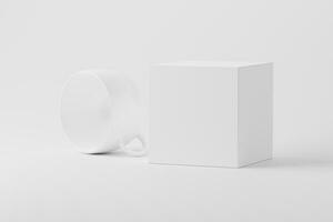 Ceramic Mug Cup For Coffee Tea White Blank 3D Rendering Mockup photo