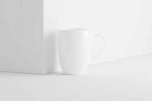 Ceramic Mug Cup For Coffee Tea White Blank 3D Rendering Mockup photo