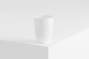 Ceramic Mug Cup For Coffee Tea White Blank 3D Rendering Mockup photo