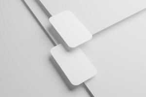 Vertical Round Corner Business Card White Blank 3D Rendering Mockup photo