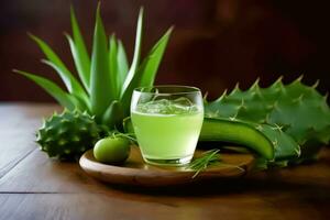 Aloe Leaves and Juice for Creative Advertising Projects - Generative AI photo