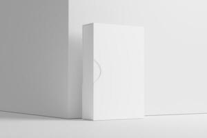 software caja con resbalón caso blanco blanco 3d representación Bosquejo foto