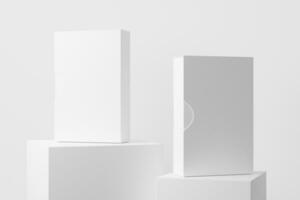 Software Box Wth Slip Case White Blank 3D Rendering Mockup photo