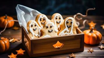 Whimsical Halloween Ghost Cookies - Generative AI photo