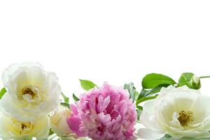 ramo de flores de verano blanco rosas y peonías foto