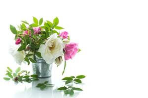 Small bouquet of beautiful summer pink and white roses photo