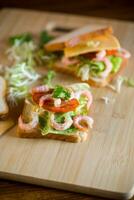 sandwich with lettuce and shrimp. photo