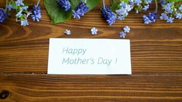 Wooden background with spring flowers and empty space for text. video