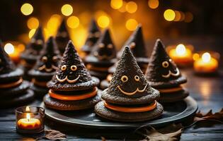 Seasonal Halloween Sweets - Witch's Hat Goodies - Generative AI photo